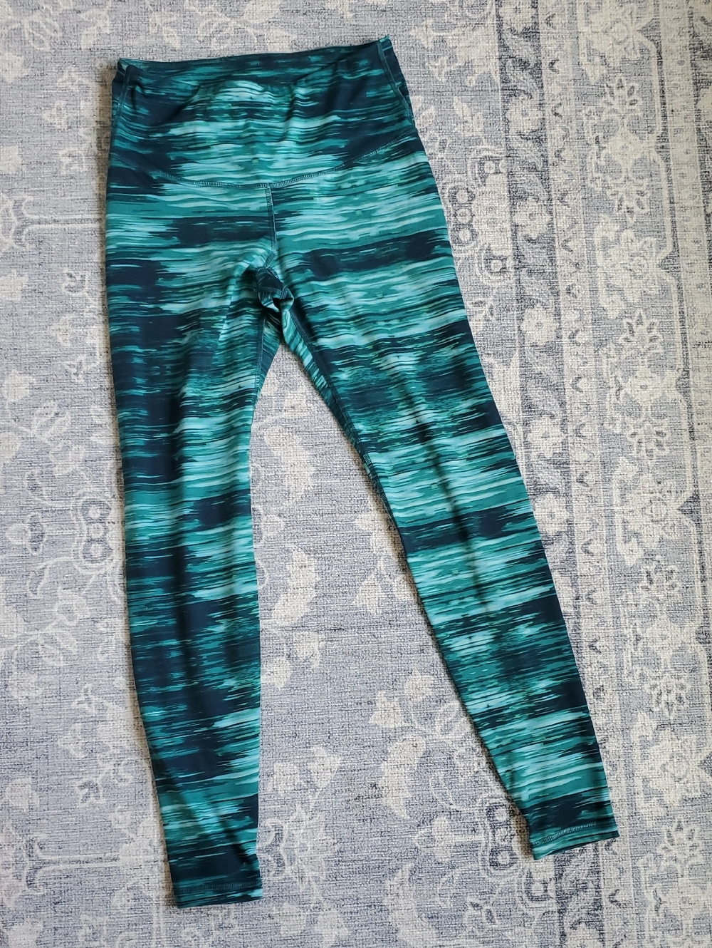 Old Navy Teal & Navy Striped Active Leggings